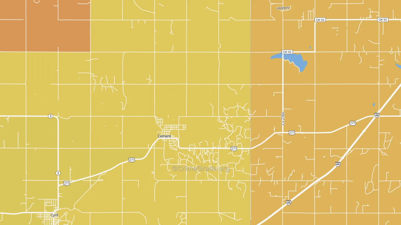 Cement, OK Map of Burglary Rates