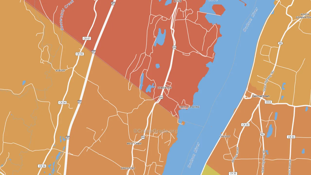 Cementon, NY Map of Burglary Rates