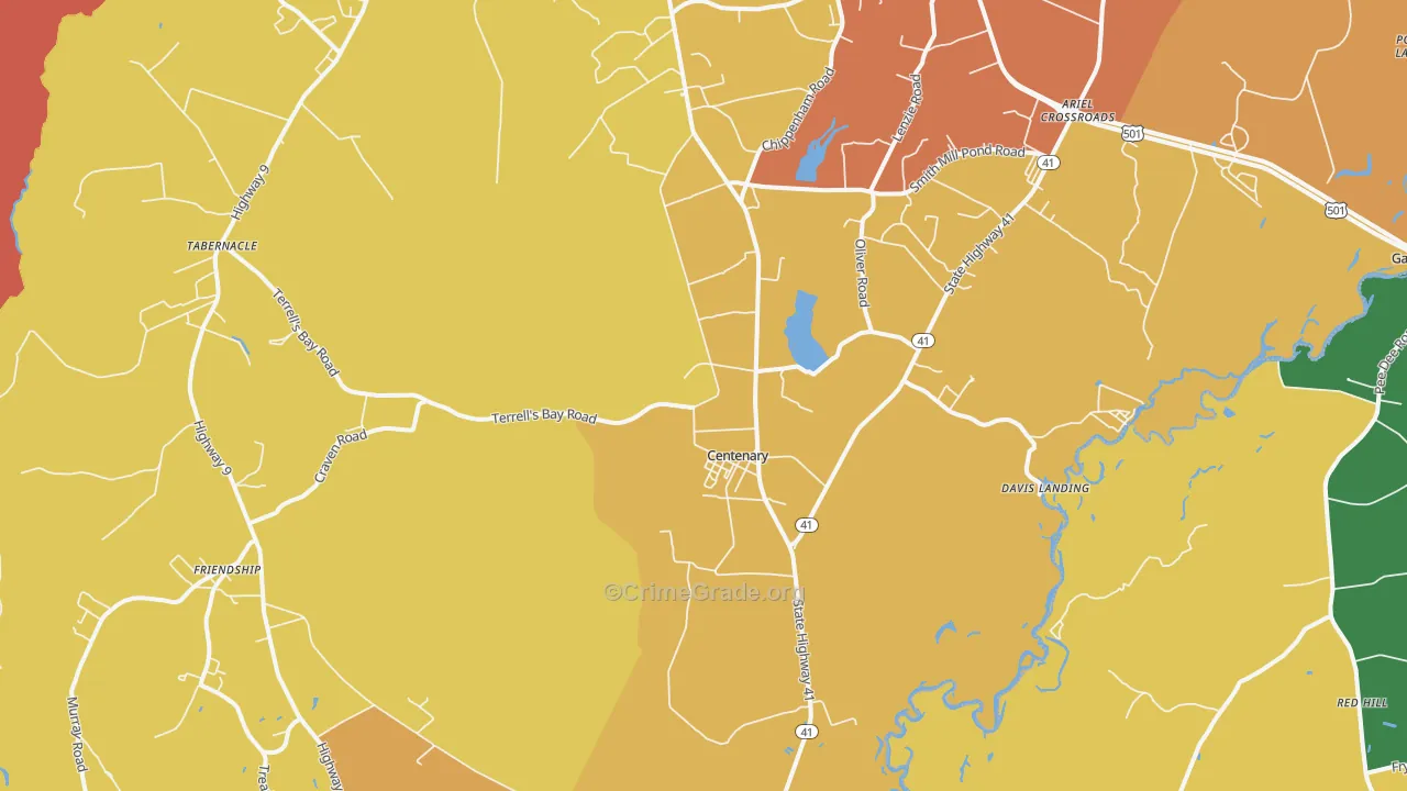 Centenary, SC Map of Burglary Rates