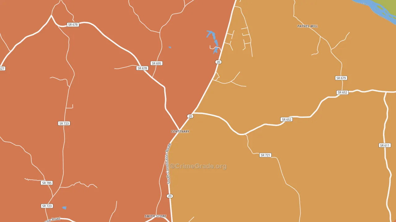 Centenary, VA Map of Burglary Rates