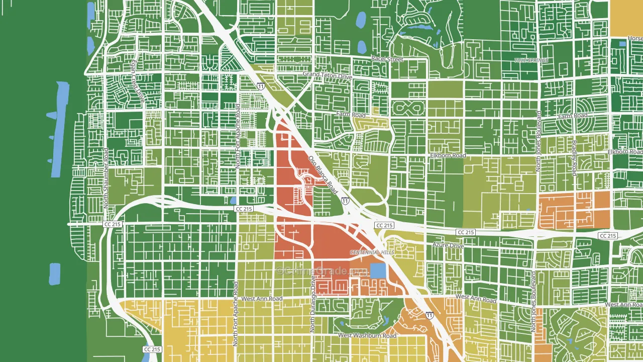 Centennial Hills, Las Vegas, NV Map of Burglary Rates