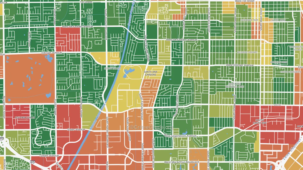 Centennial Park, Santa Ana, CA Map of Burglary Rates