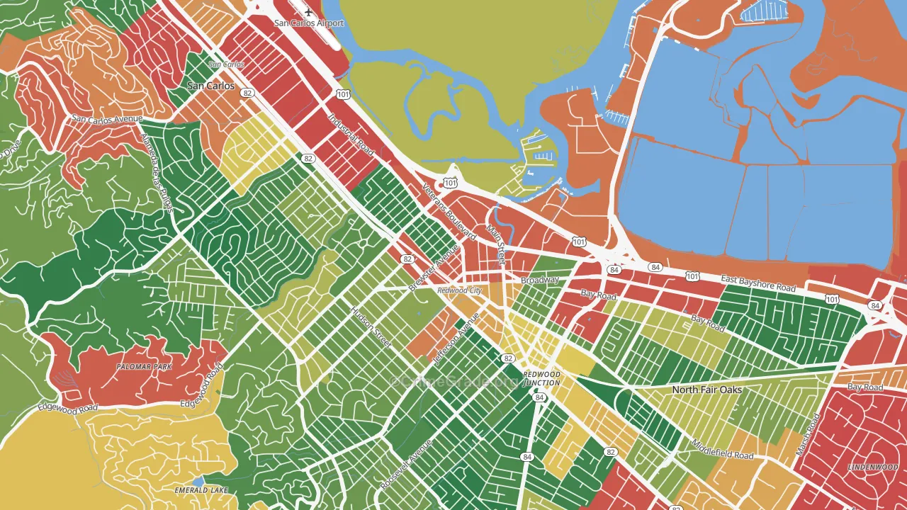 Centennial, Redwood City, CA Map of Burglary Rates