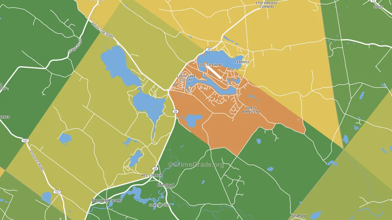 Center Barnstead, NH Map of Burglary Rates