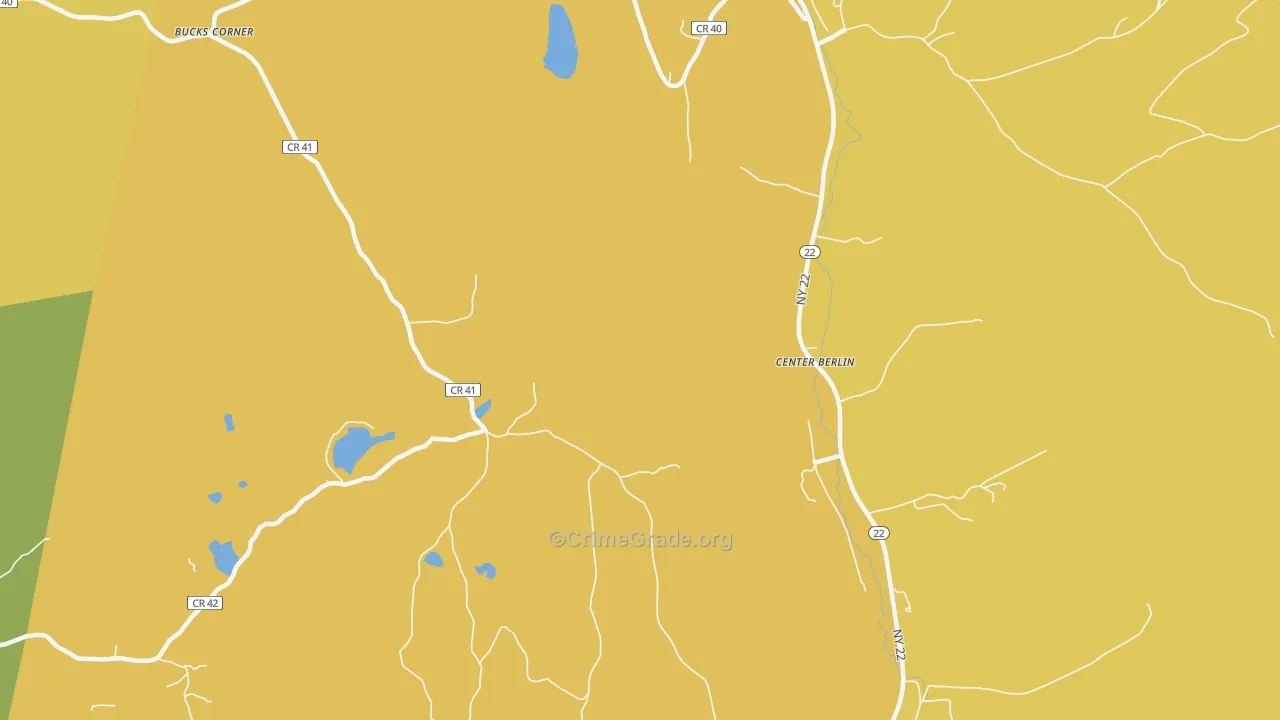 Center Berlin, NY Map of Burglary Rates