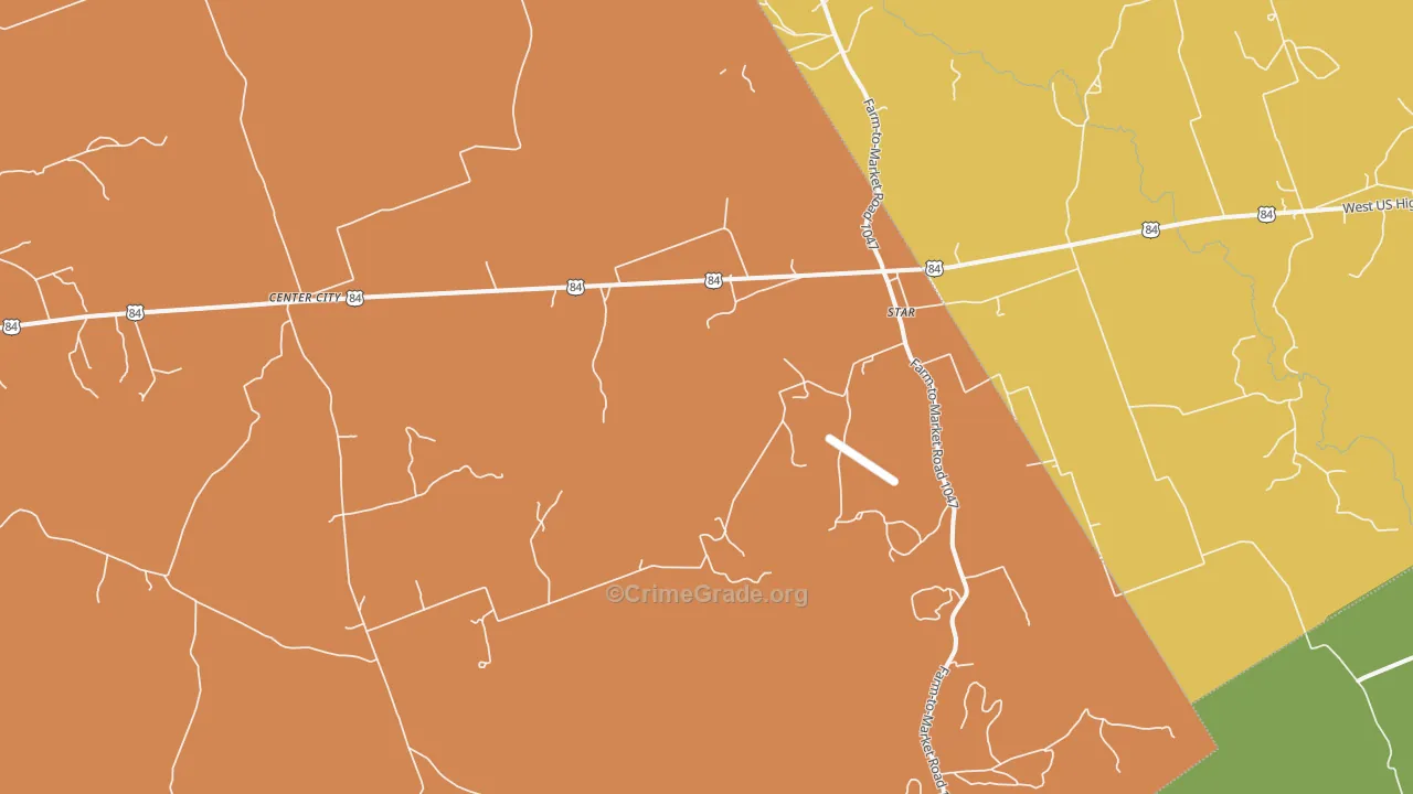 Center City, TX Map of Burglary Rates