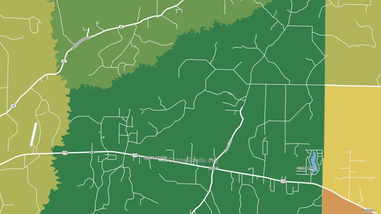 Center Grove, AR Map of Burglary Rates