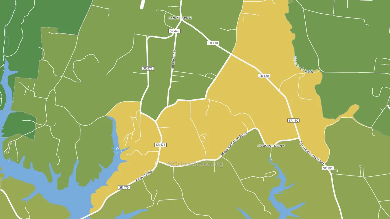 Center Grove, TN Map of Burglary Rates