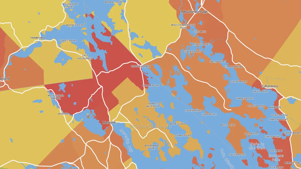 Center Harbor, NH Map of Burglary Rates