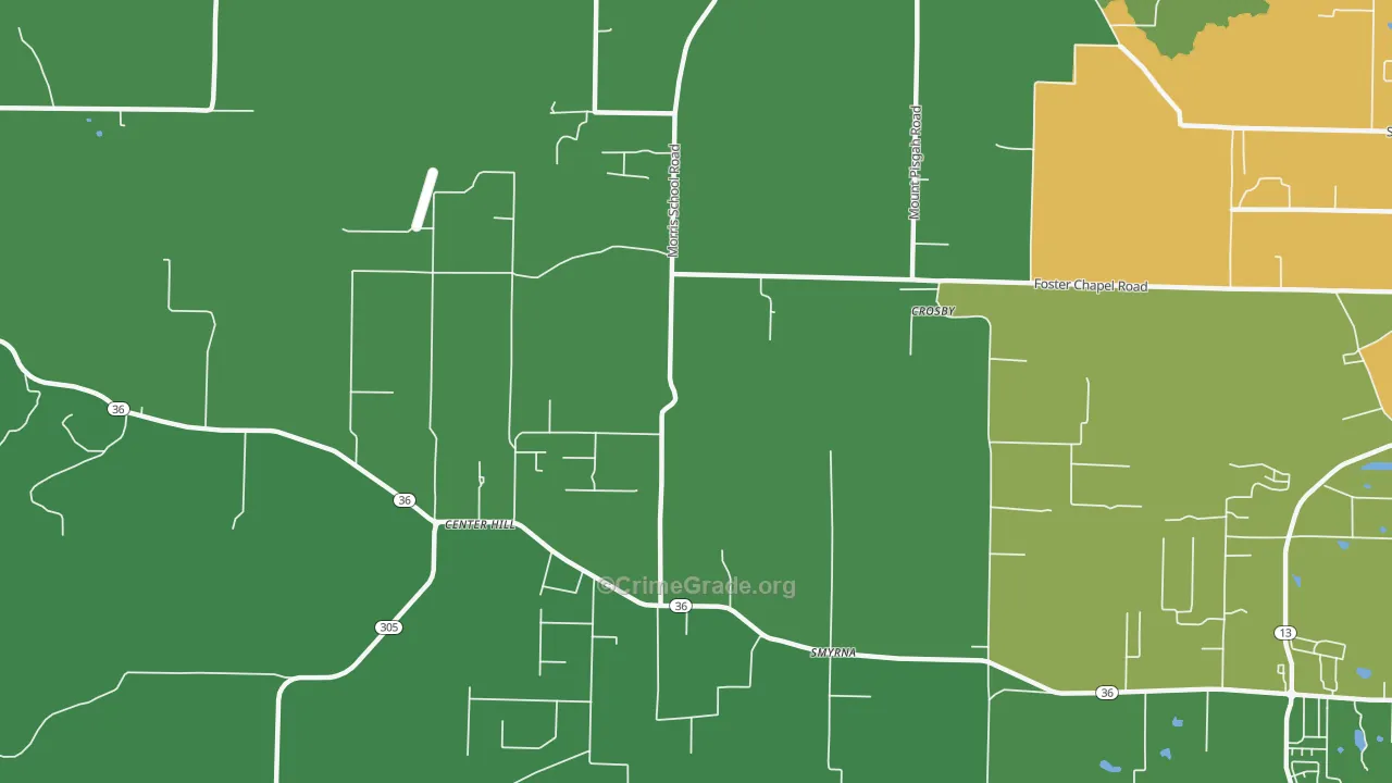Center Hill, AR Map of Burglary Rates