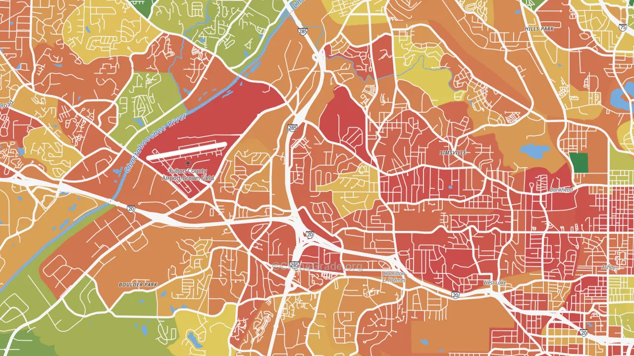 Center Hill, Atlanta, GA Map of Burglary Rates
