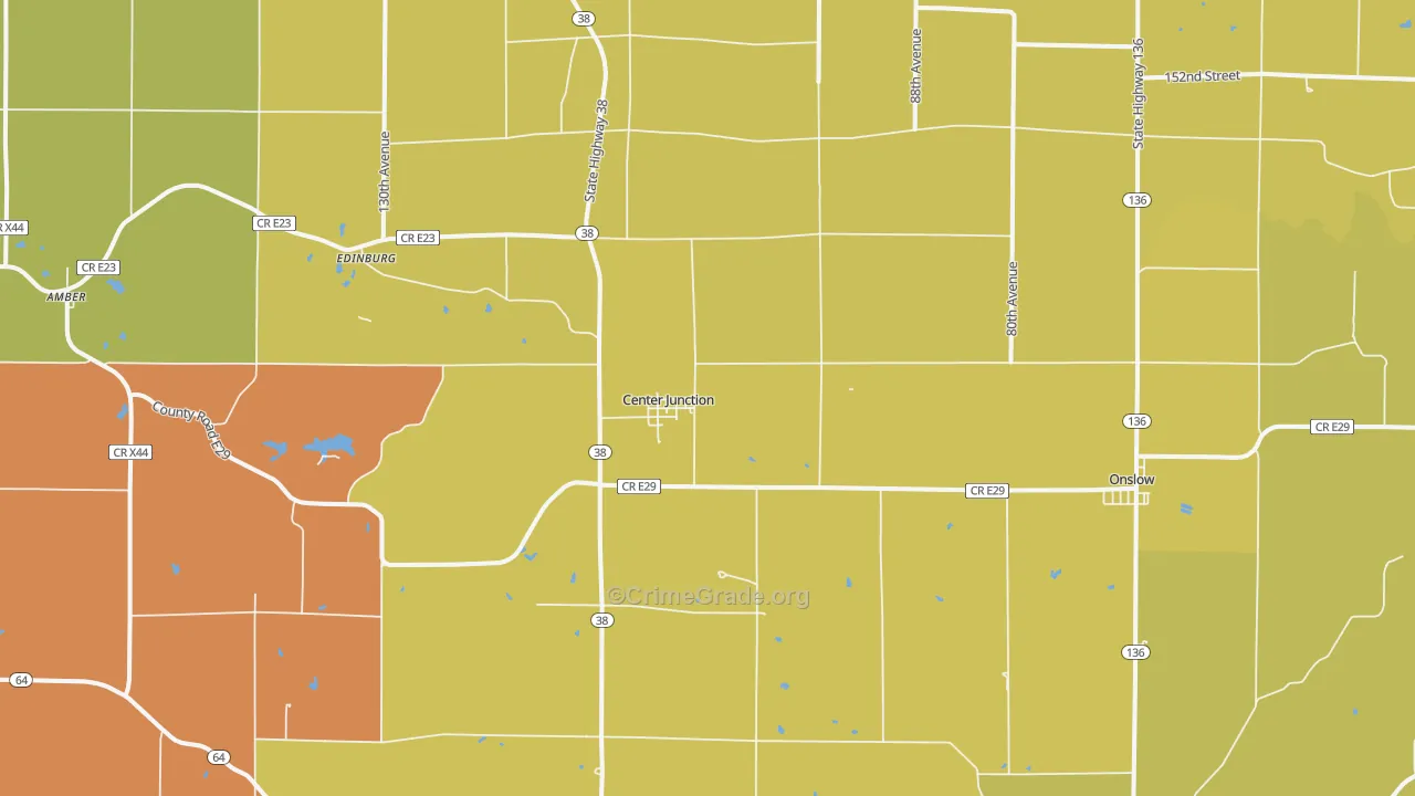 Center Junction, IA Map of Burglary Rates