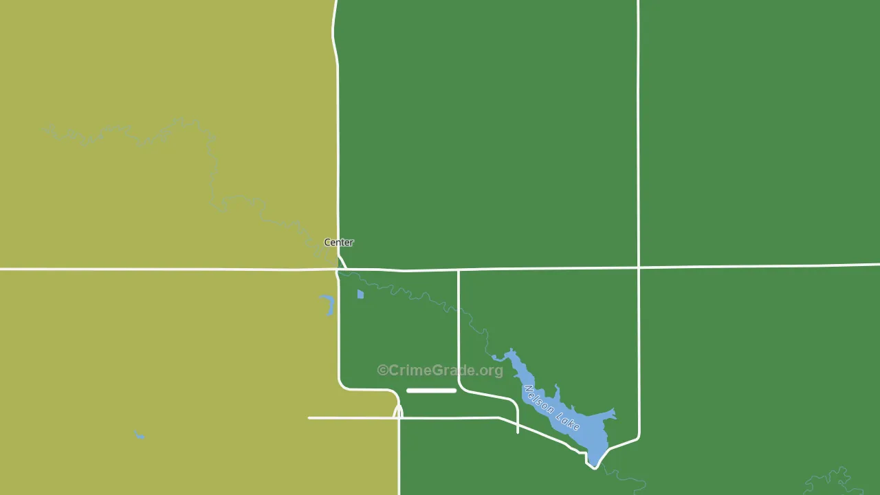 Center, ND Map of Burglary Rates