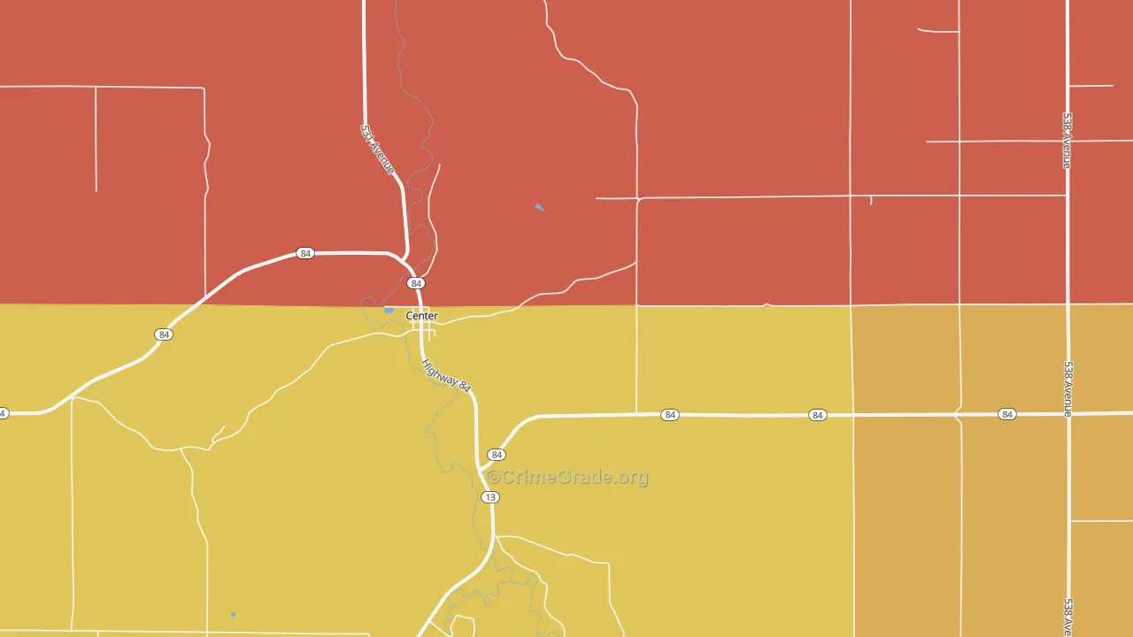 Center, NE Map of Burglary Rates