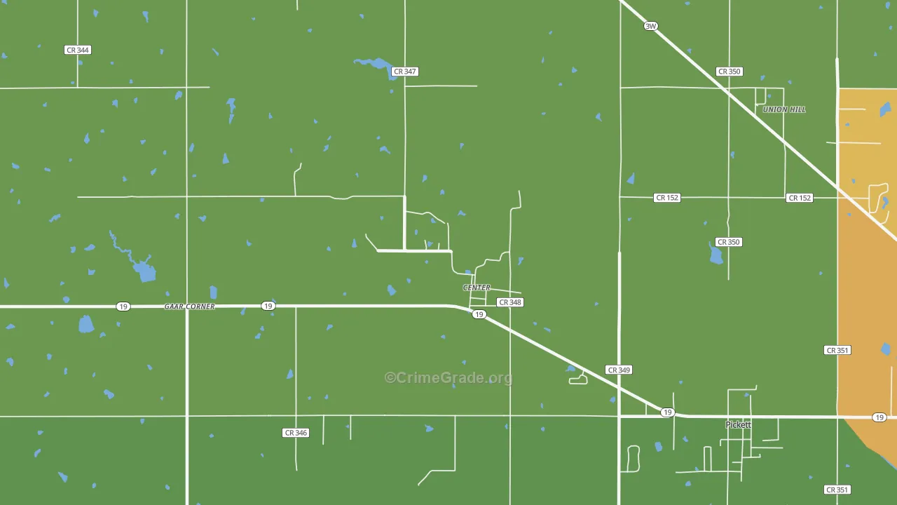 Center, OK Map of Burglary Rates
