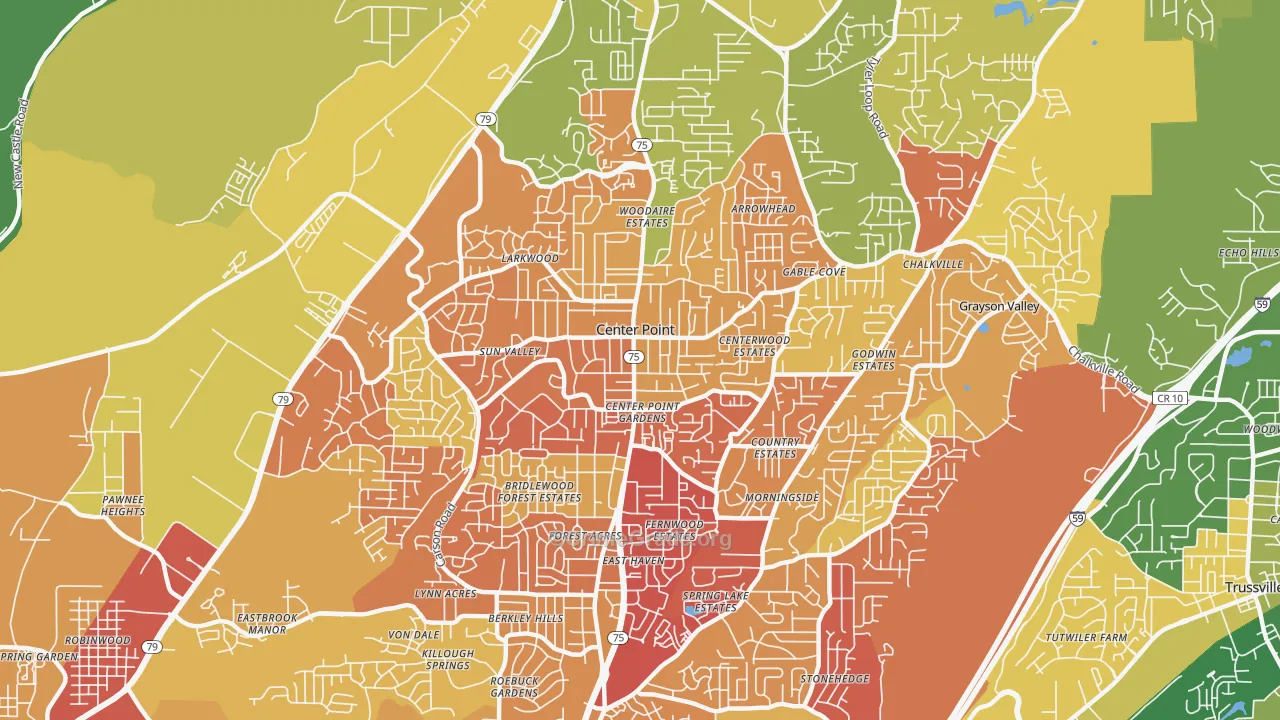 Center Point, AL Map of Burglary Rates