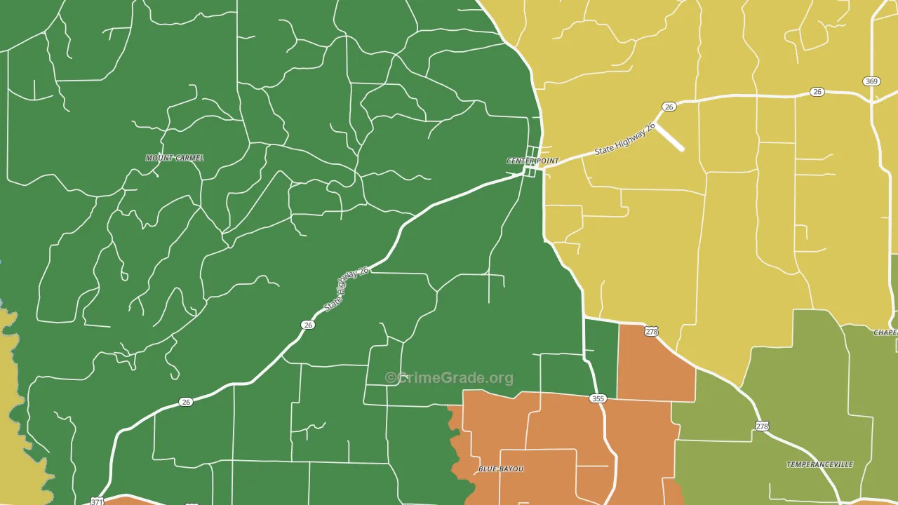 Center Point, AR Map of Burglary Rates