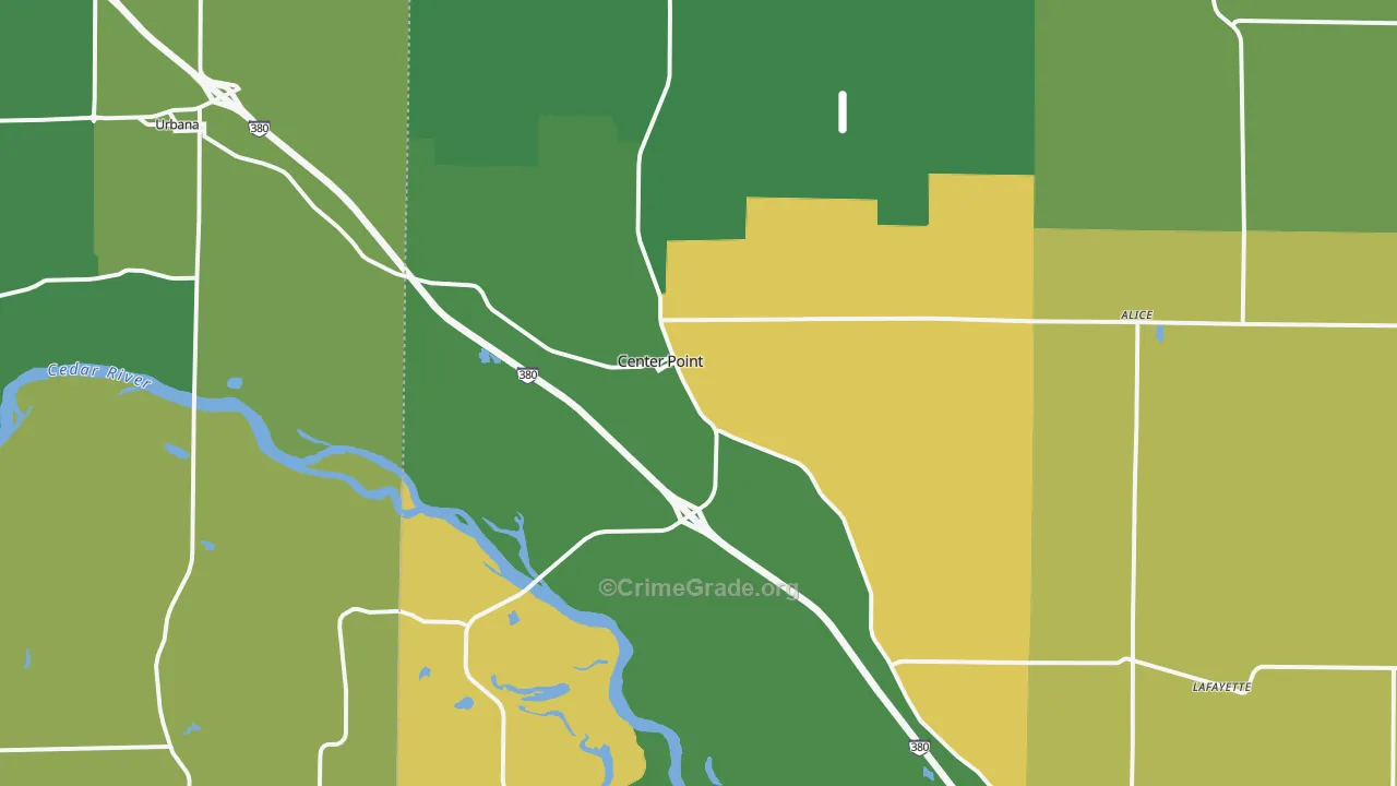 Center Point, IA Map of Burglary Rates