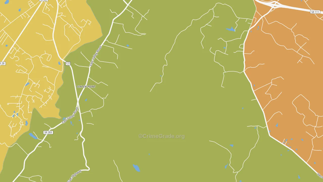 Center Point, TN Map of Burglary Rates