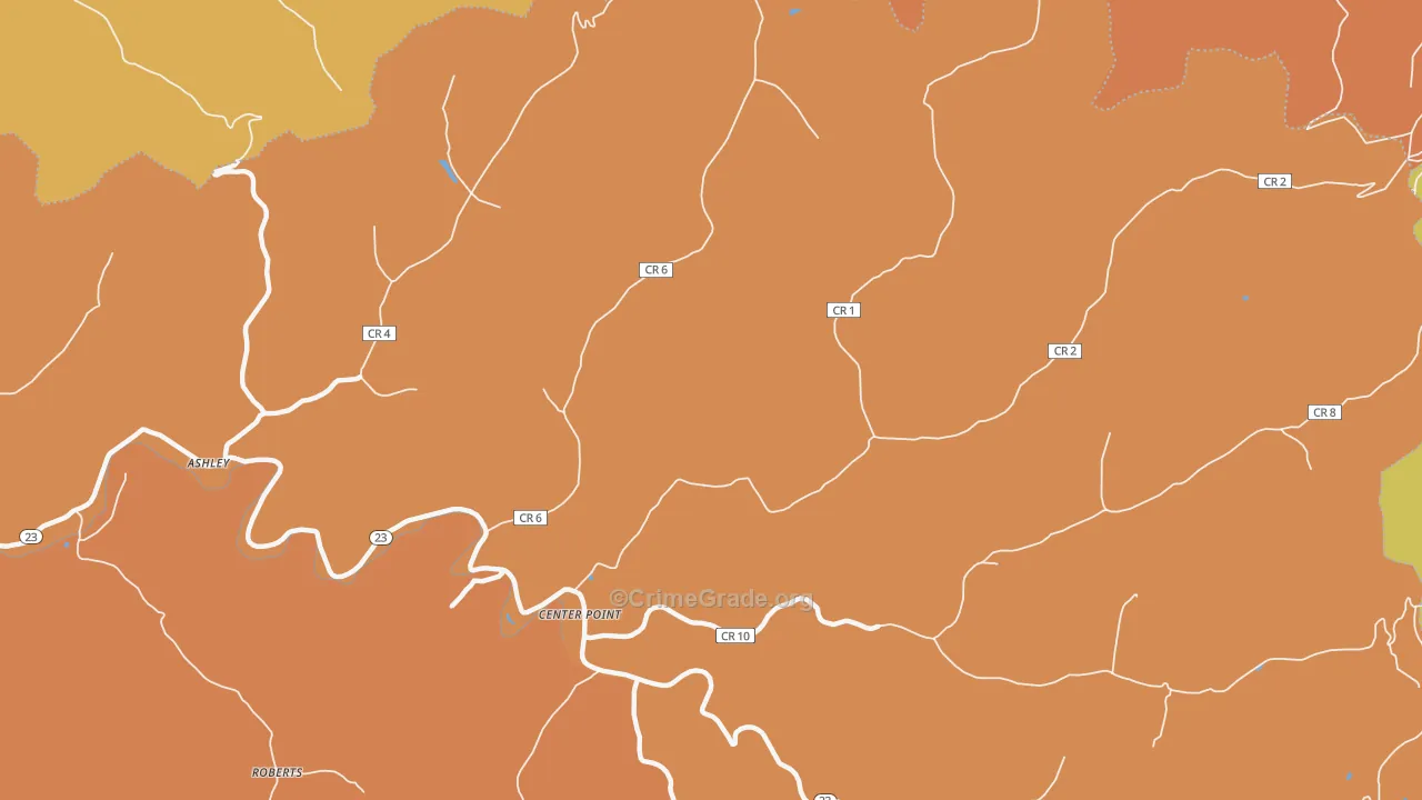 Center Point, WV Map of Burglary Rates