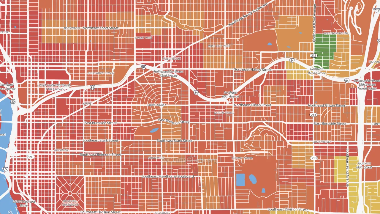 Center, Portland, OR Map of Burglary Rates
