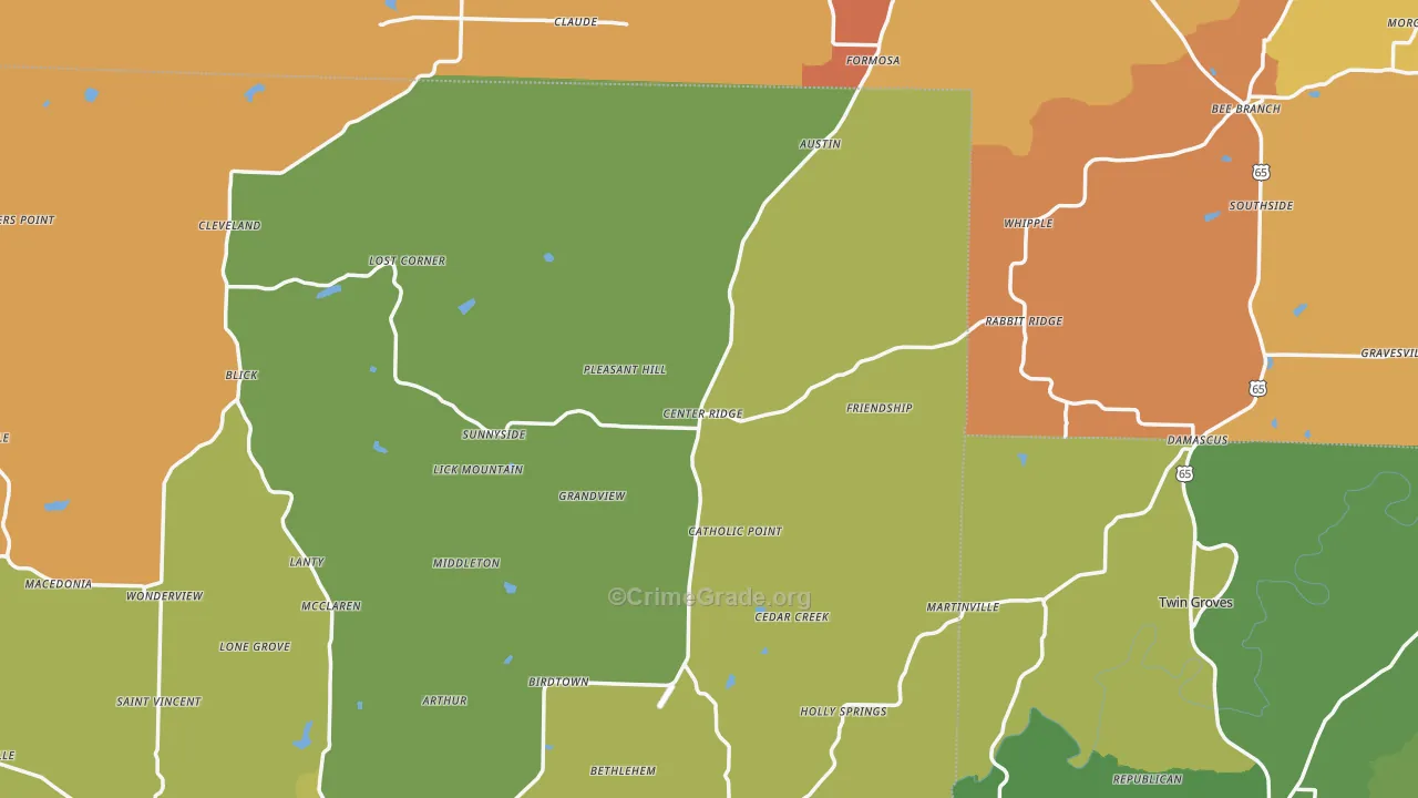Center Ridge, AR Map of Burglary Rates