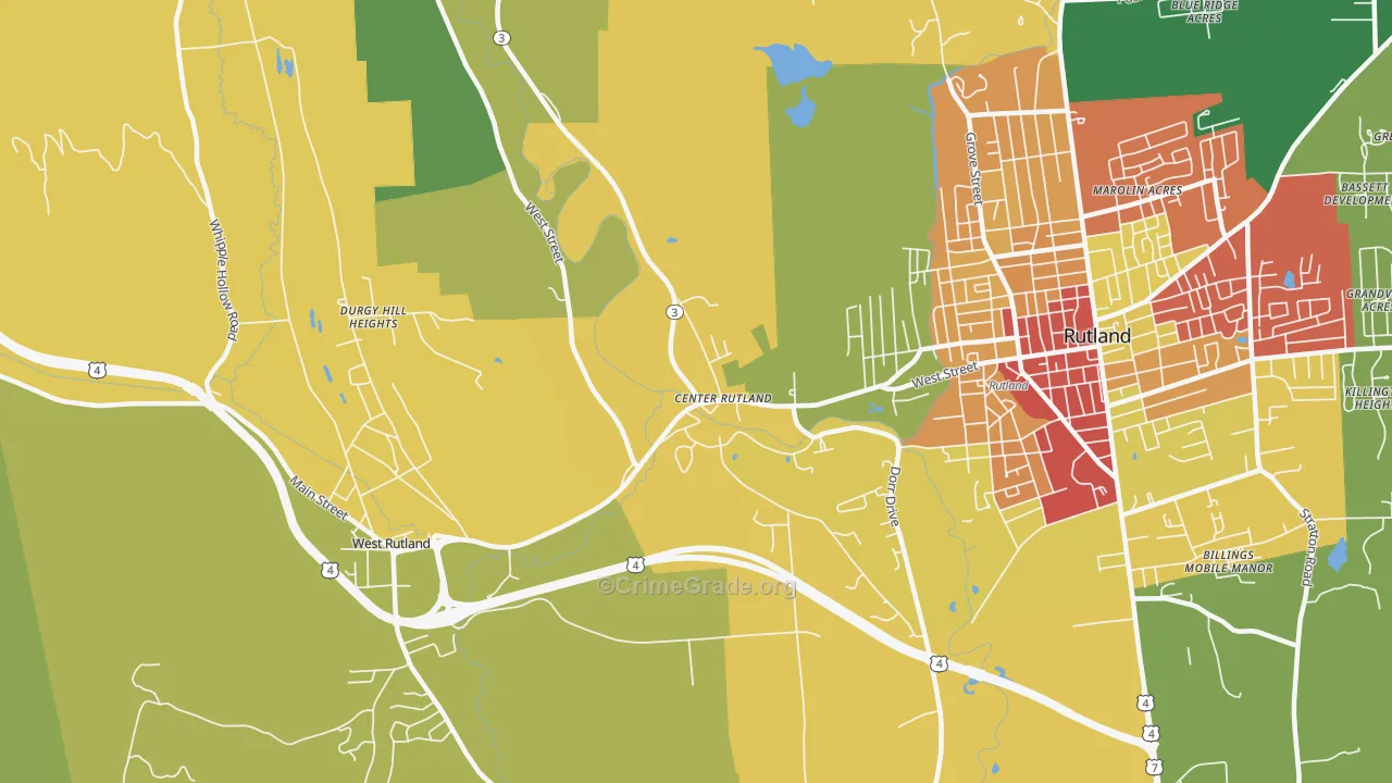 Center Rutland, VT Map of Burglary Rates