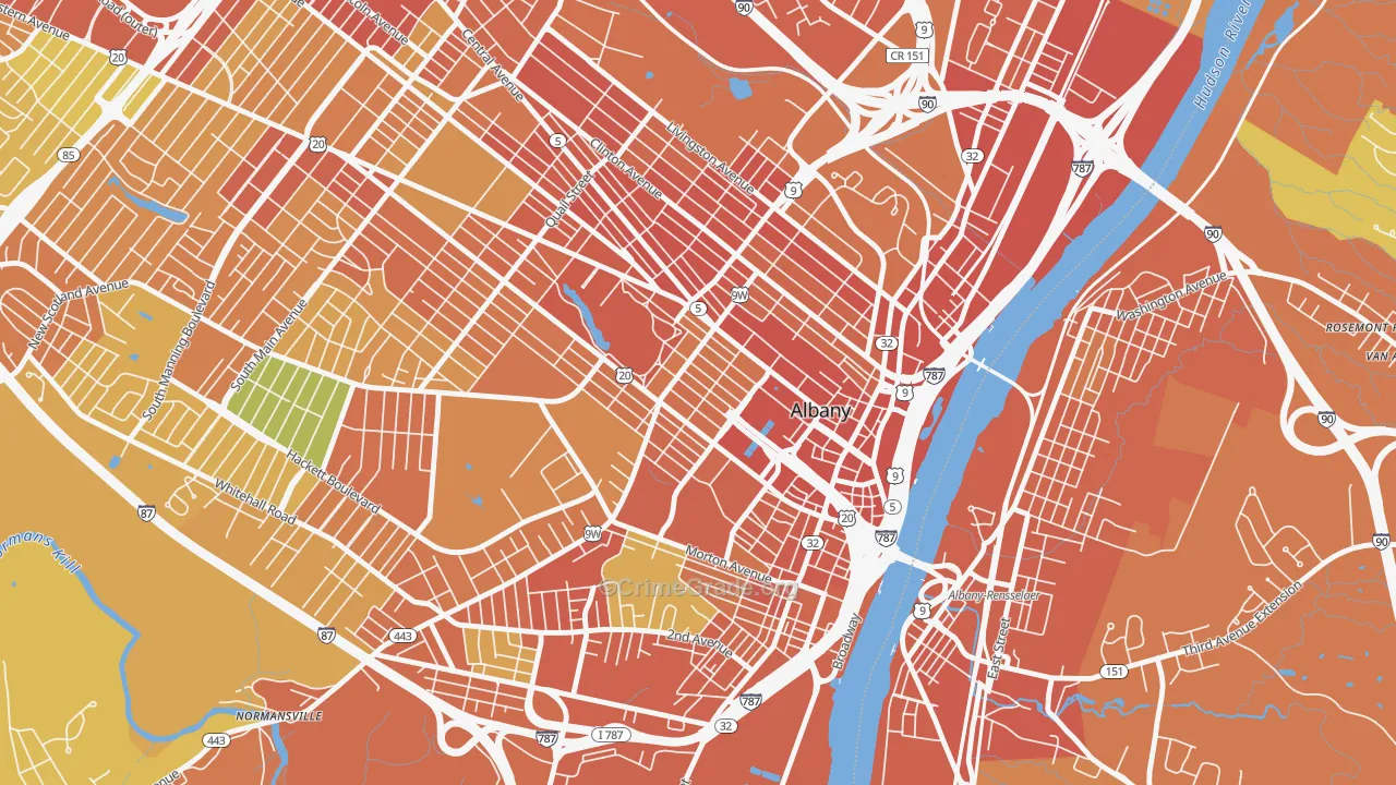 Center Square, Albany, NY Map of Burglary Rates