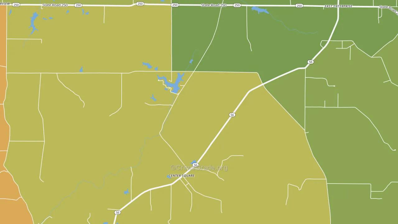 Center Square, IN Map of Burglary Rates
