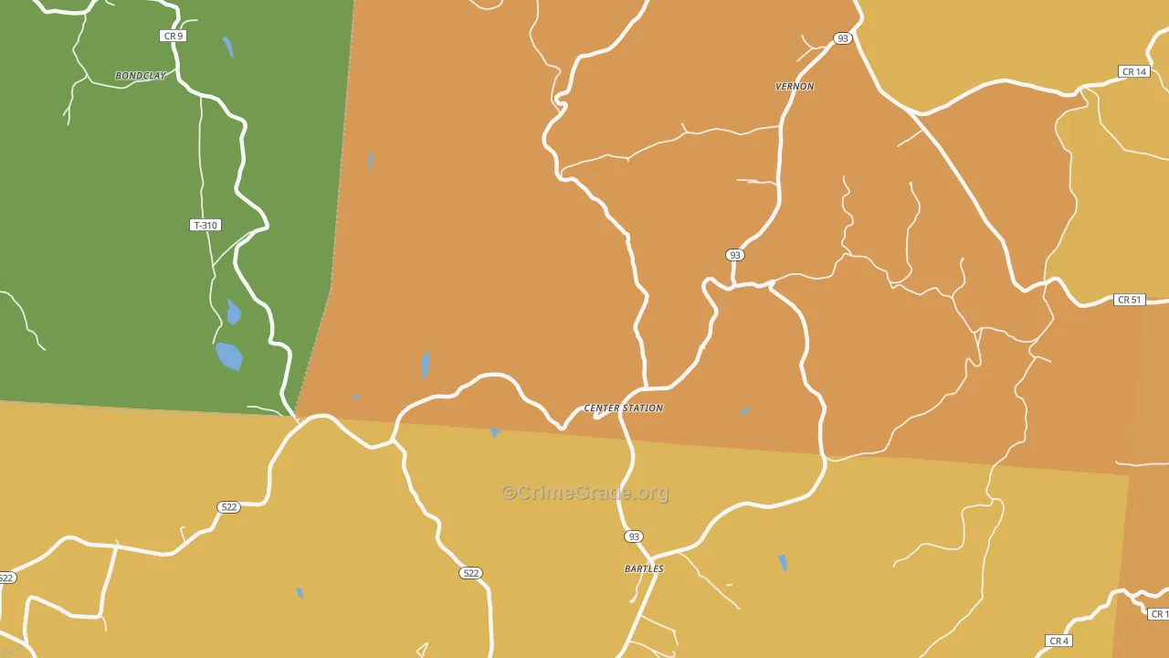 Center Station, OH Map of Burglary Rates