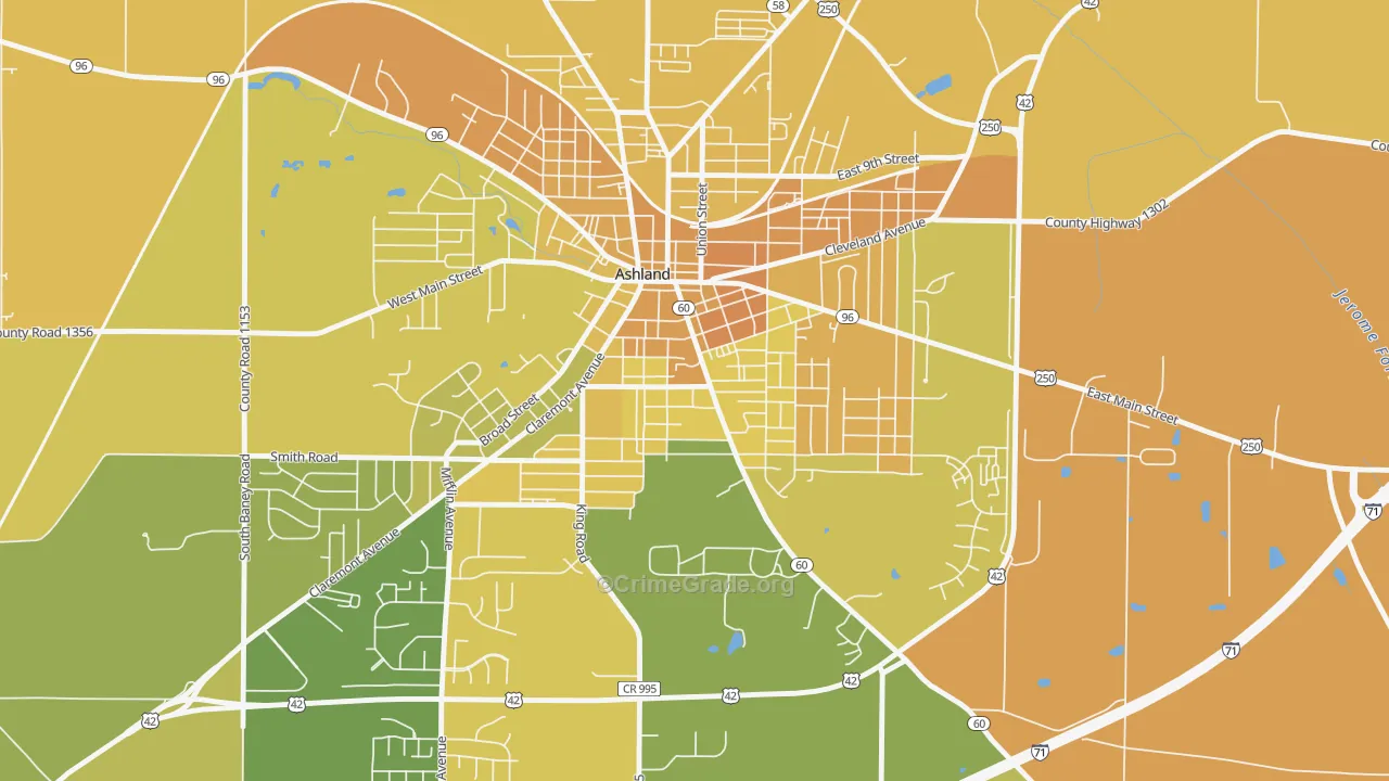 Center Street Historic District, Ashland, OH Map of Burglary Rates