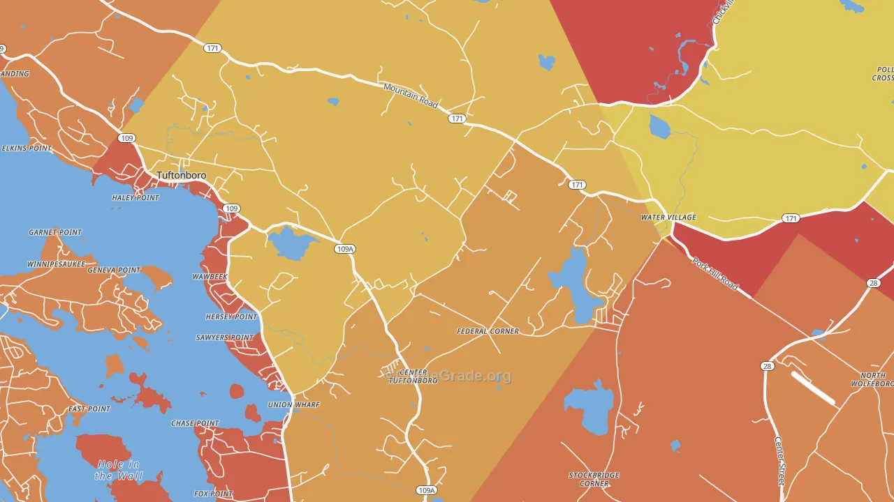 Center Tuftonboro, NH Map of Burglary Rates