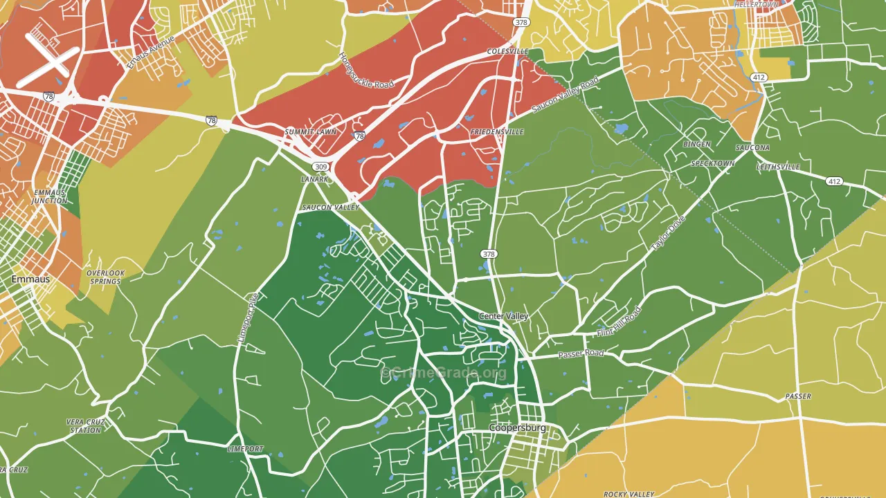 Center Valley, PA Map of Burglary Rates
