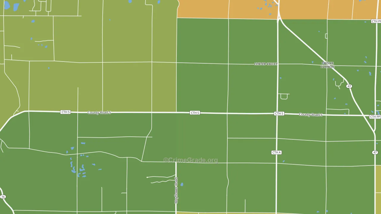 Center Valley, WI Map of Burglary Rates