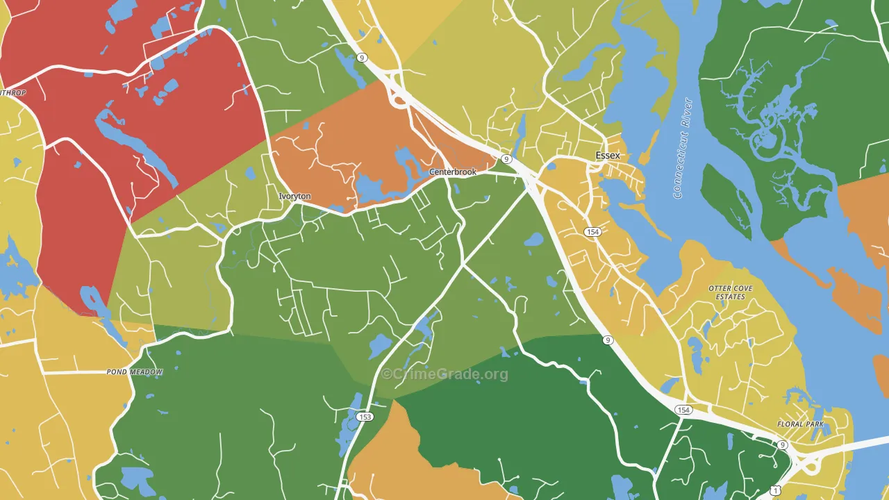 Centerbrook, CT Map of Burglary Rates