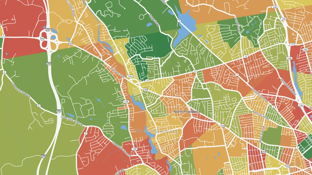 Centerdale, Providence, RI Map of Burglary Rates