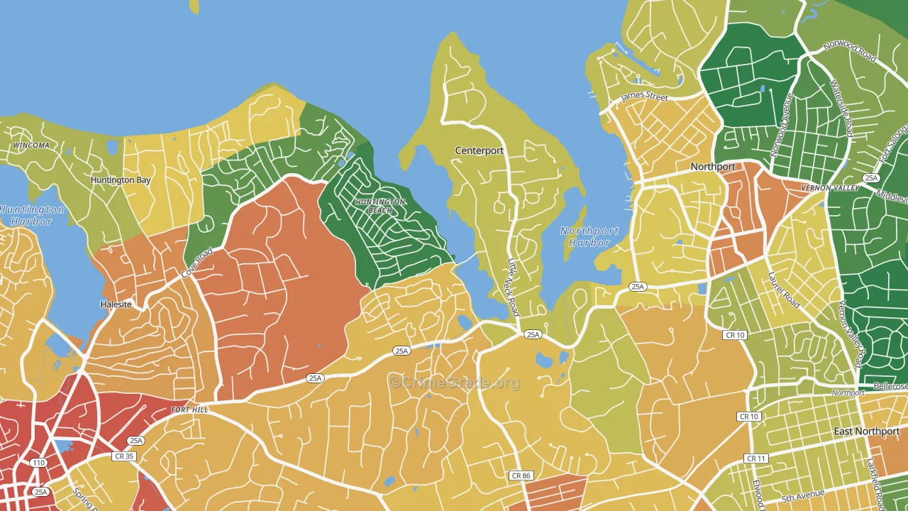 Centerport, NY Map of Burglary Rates