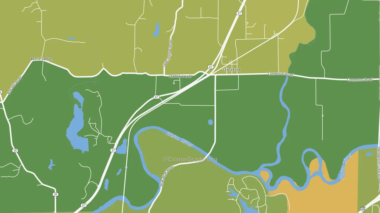 Centerton, IN Map of Burglary Rates
