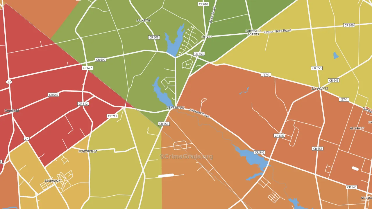 Centerton, NJ Map of Burglary Rates