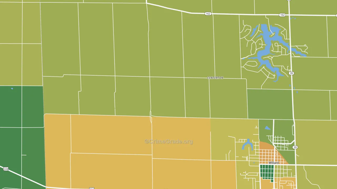 Centerton, OH Map of Burglary Rates