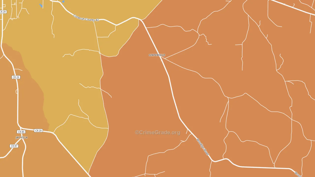 Centerville, AL Map of Burglary Rates