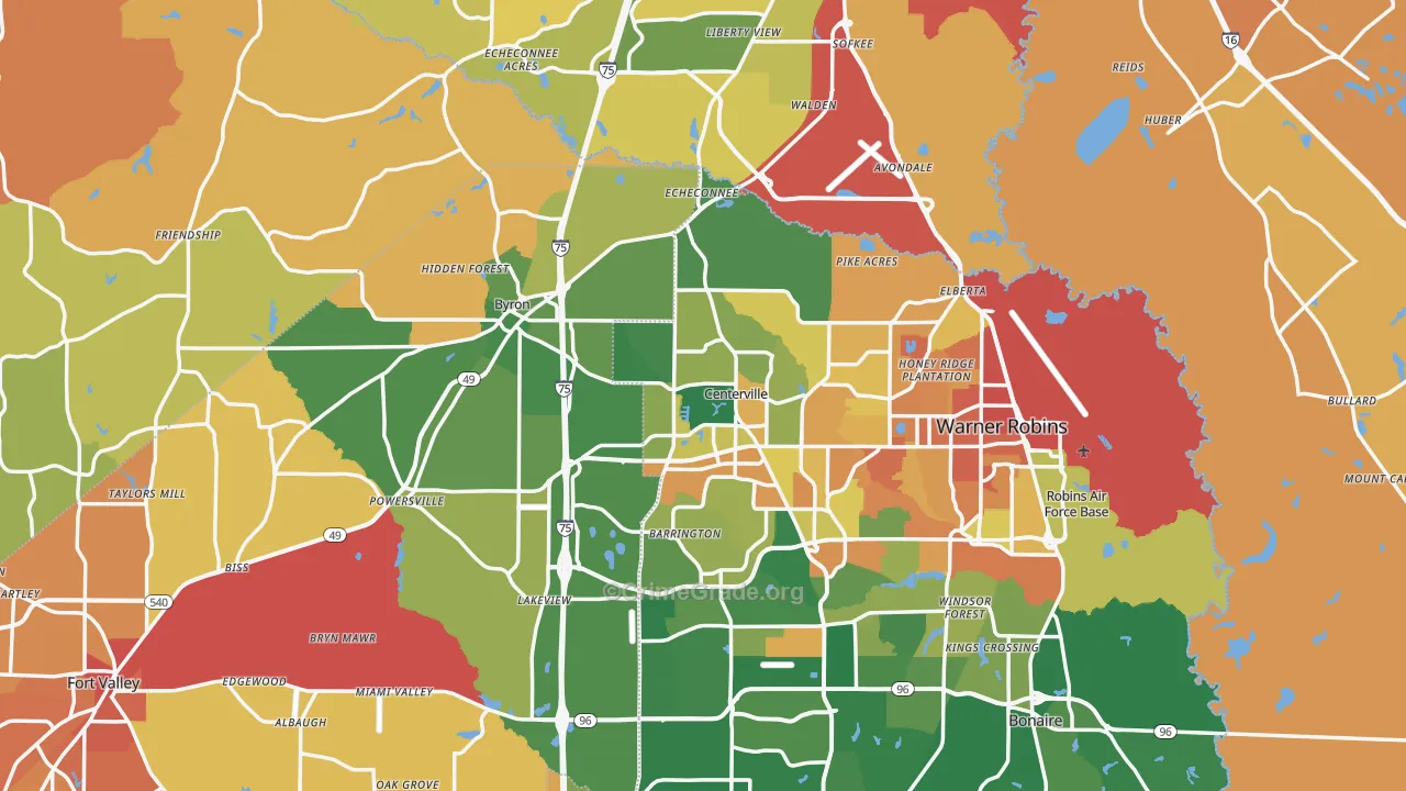 Centerville, GA Map of Burglary Rates