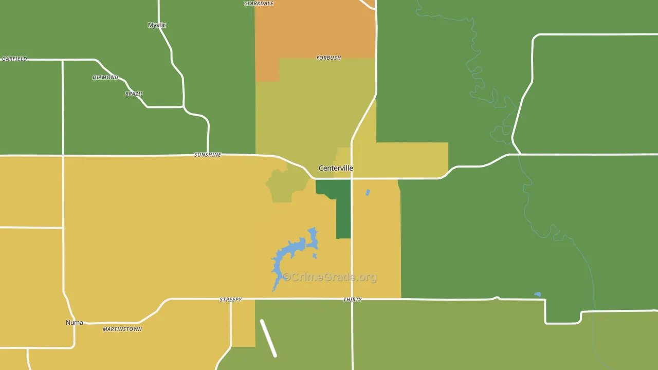 Centerville, IA Map of Burglary Rates