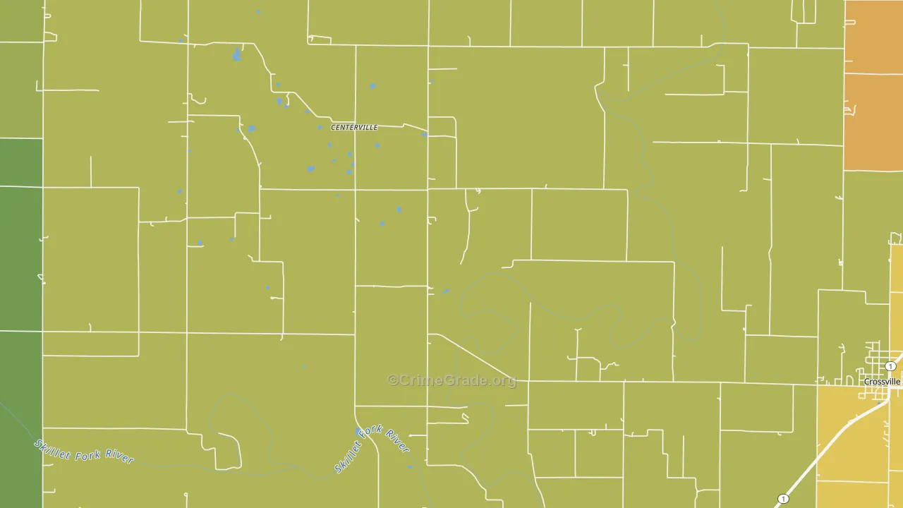 Centerville, IL Map of Burglary Rates