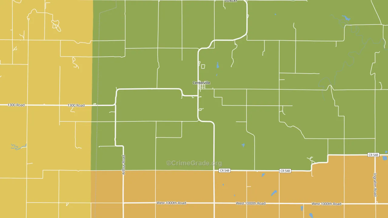 Centerville, KS Map of Burglary Rates