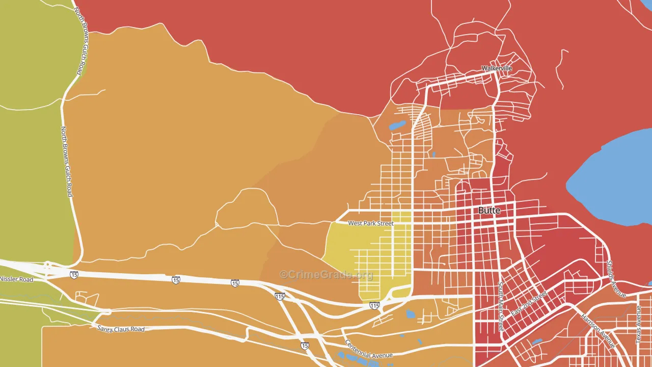 Centerville, MT Map of Burglary Rates