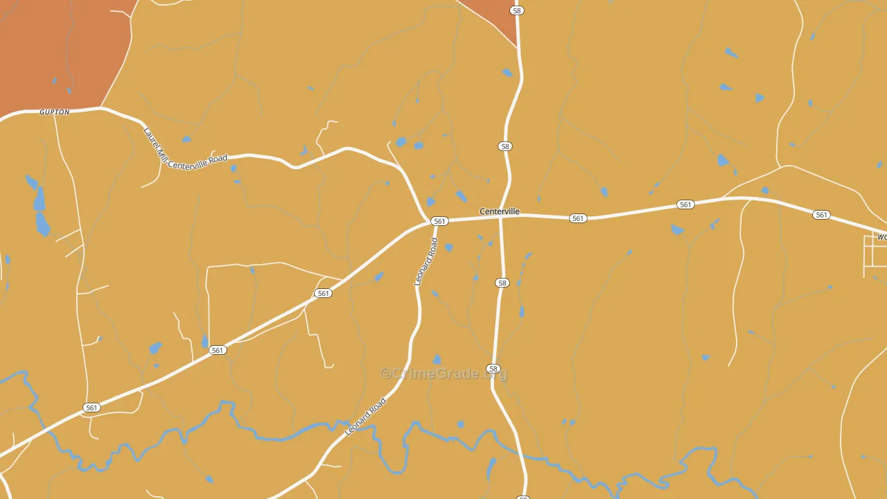 Centerville, NC Map of Burglary Rates