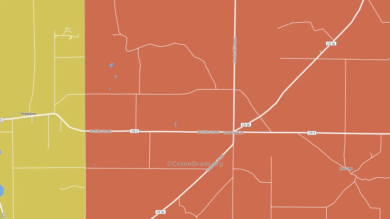 Centerville, NY Map of Burglary Rates