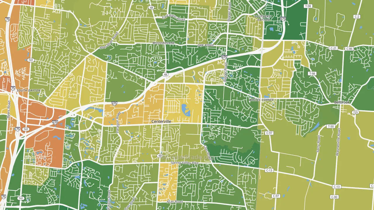 Centerville, OH Map of Burglary Rates