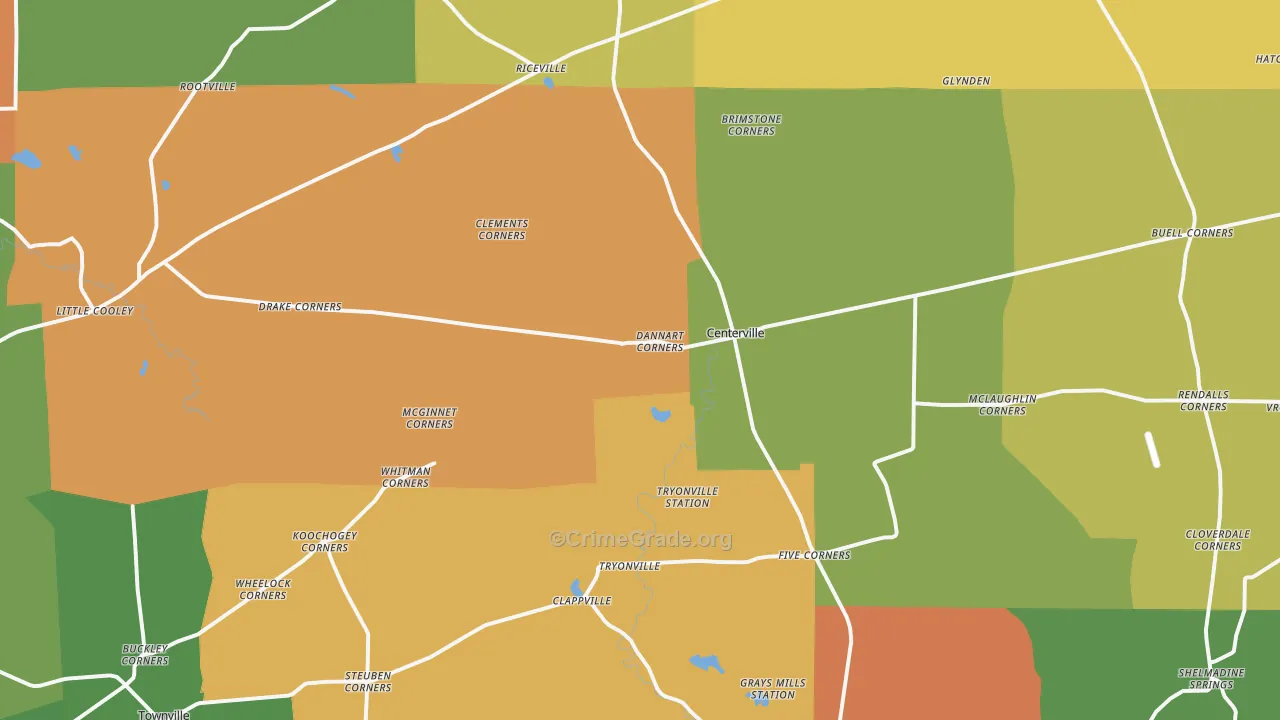 Centerville, PA Map of Burglary Rates